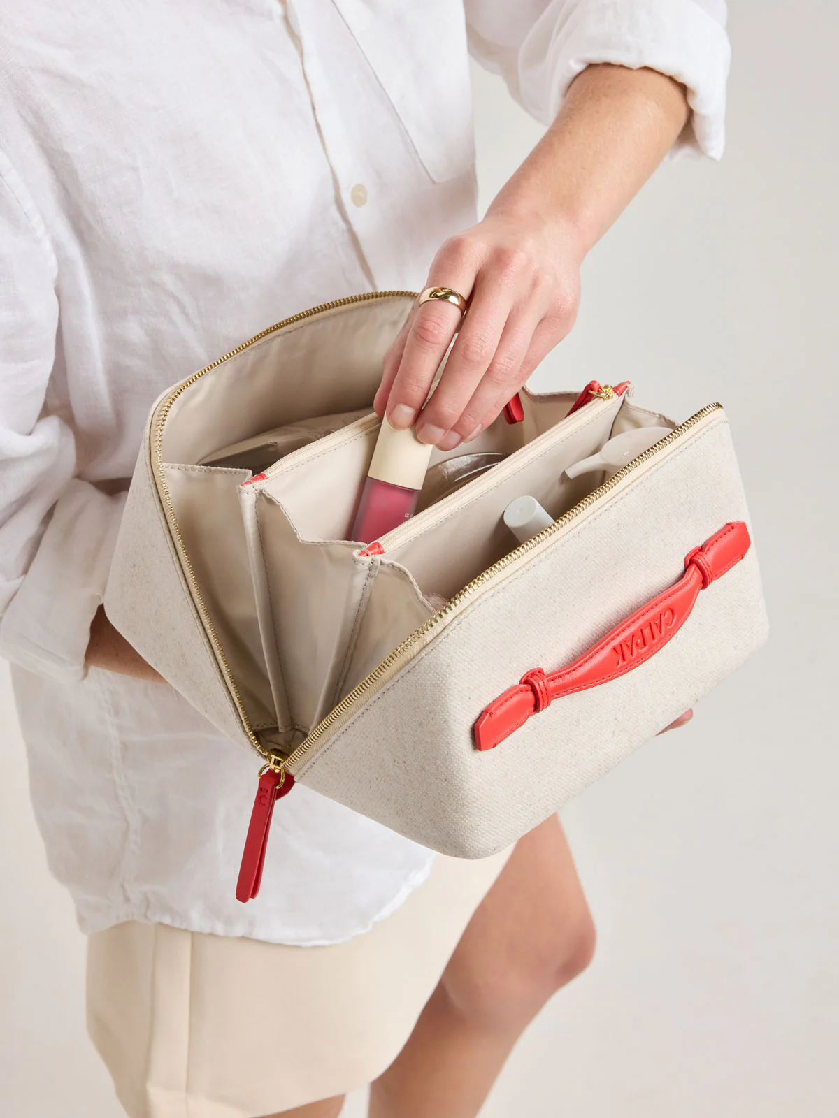 Colette Lay-Flat Canvas Toiletry Bag - Image 3